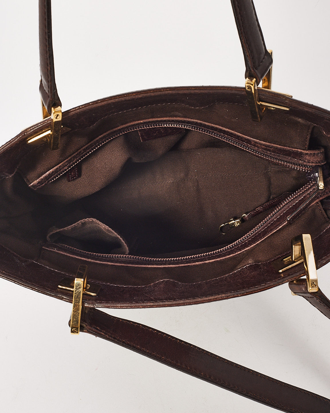 Petit fourre-tout punch en cuir gaufré Gucci Brown Signature G