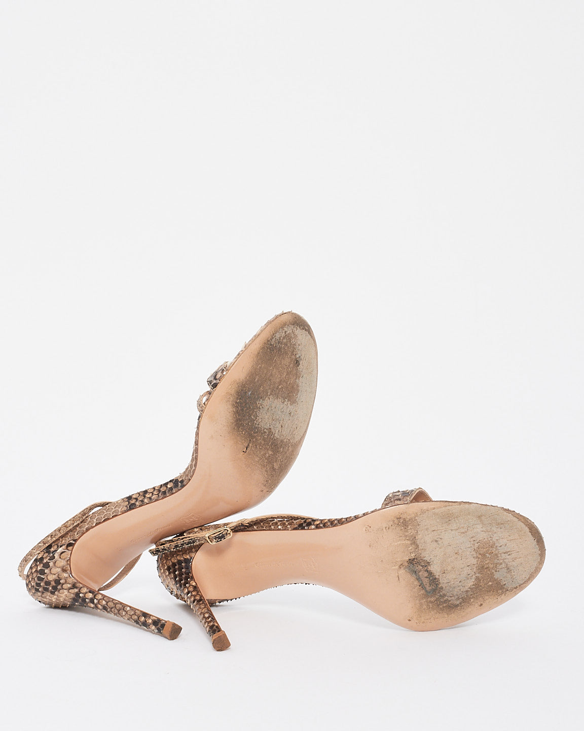 Sandales Manhattan exotiques en cuir python marron Gianvito Rossi - 39