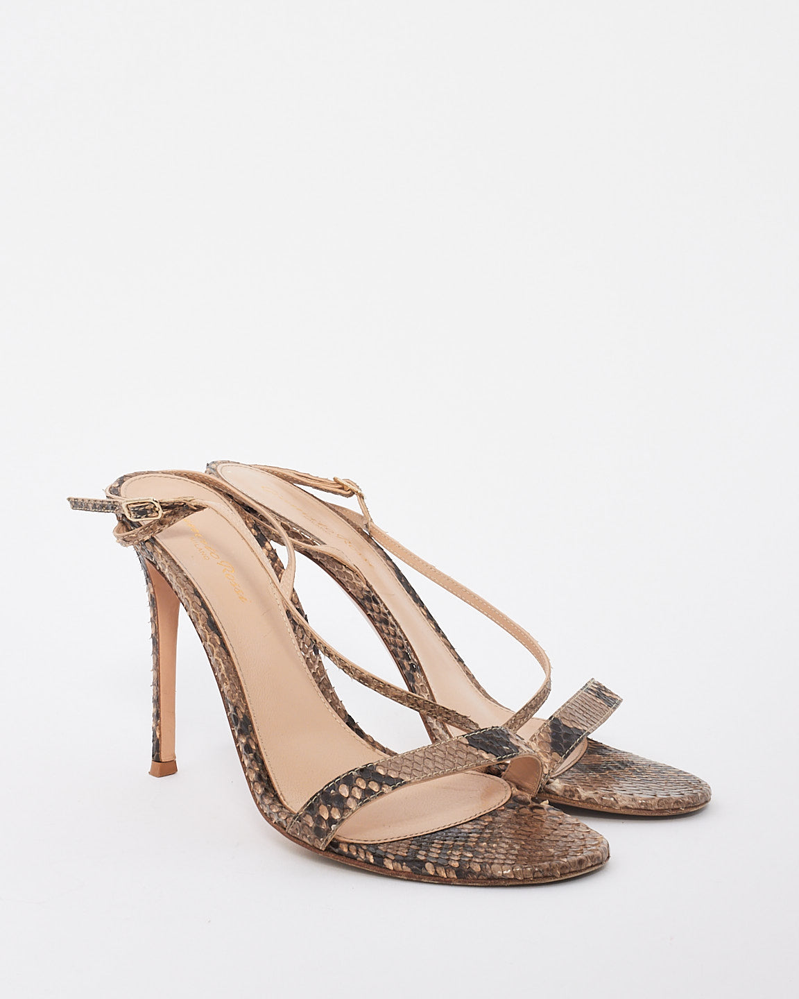 Sandales Manhattan exotiques en cuir python marron Gianvito Rossi - 39