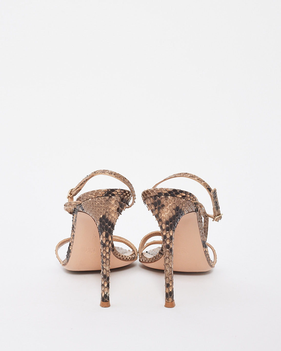 Gianvito Rossi Brown Python Leather Exotic Manhattan Sandals - 39