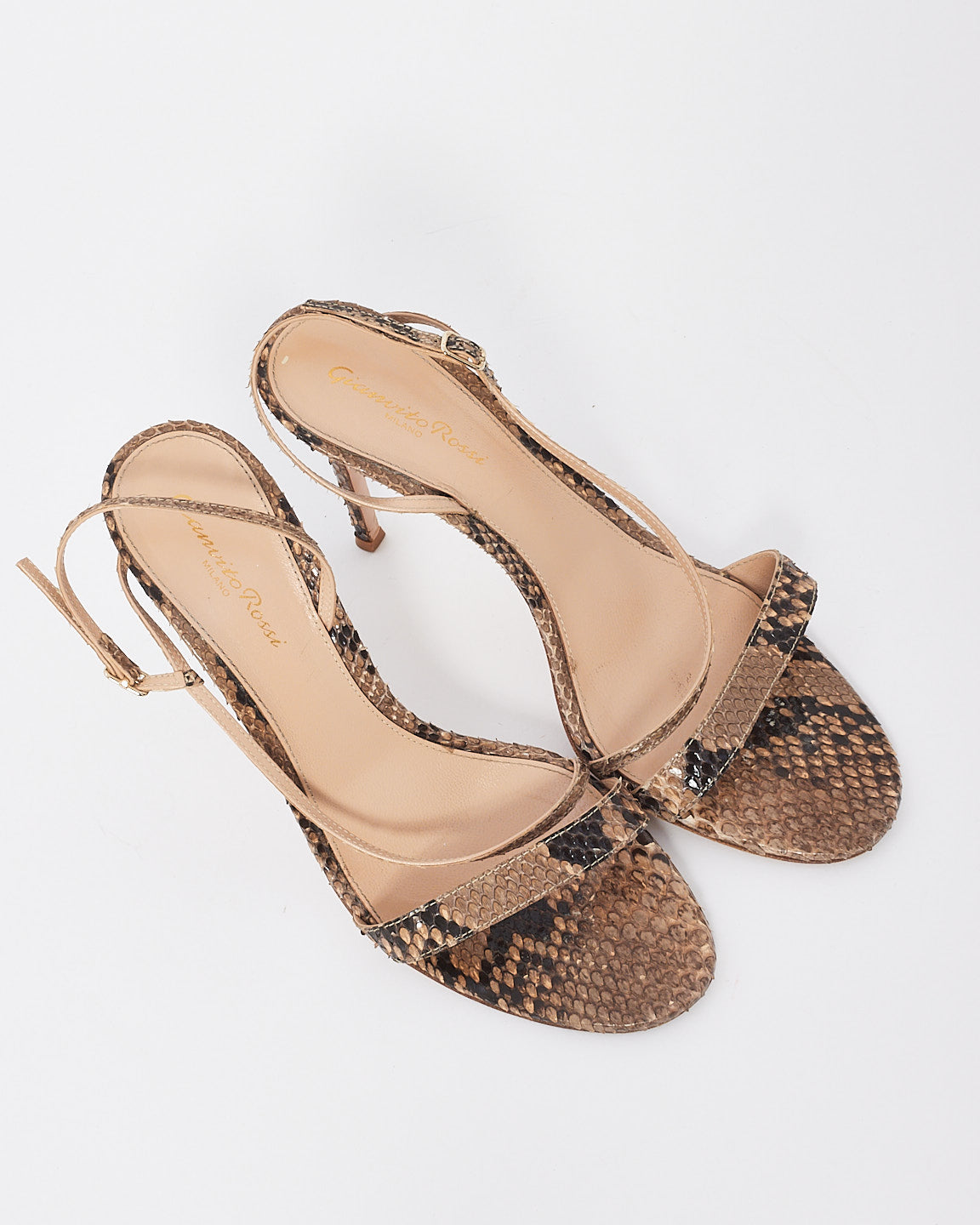 Sandales Manhattan exotiques en cuir python marron Gianvito Rossi - 39