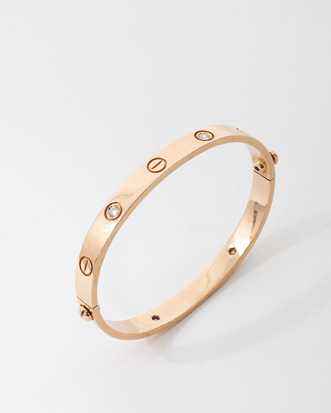 Cartier Rose Gold Four Diamond Love Bracelet - 17