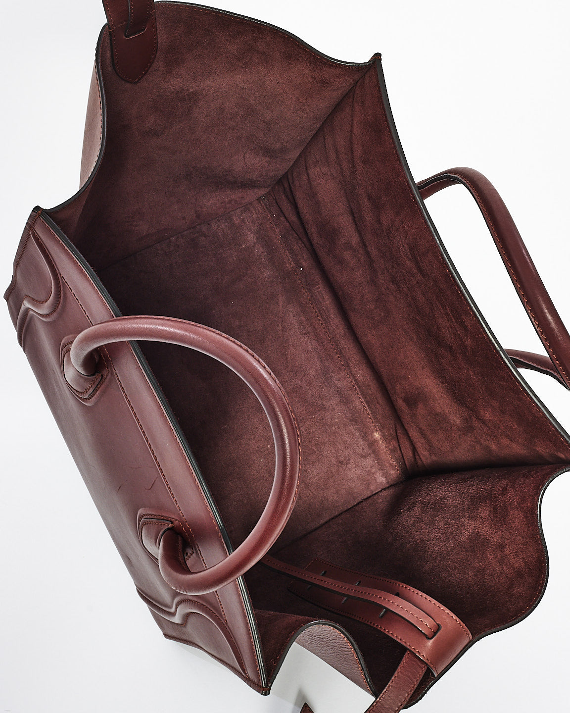 Celine Burgundy Leather Phantom Luggage Medium Tote Bag