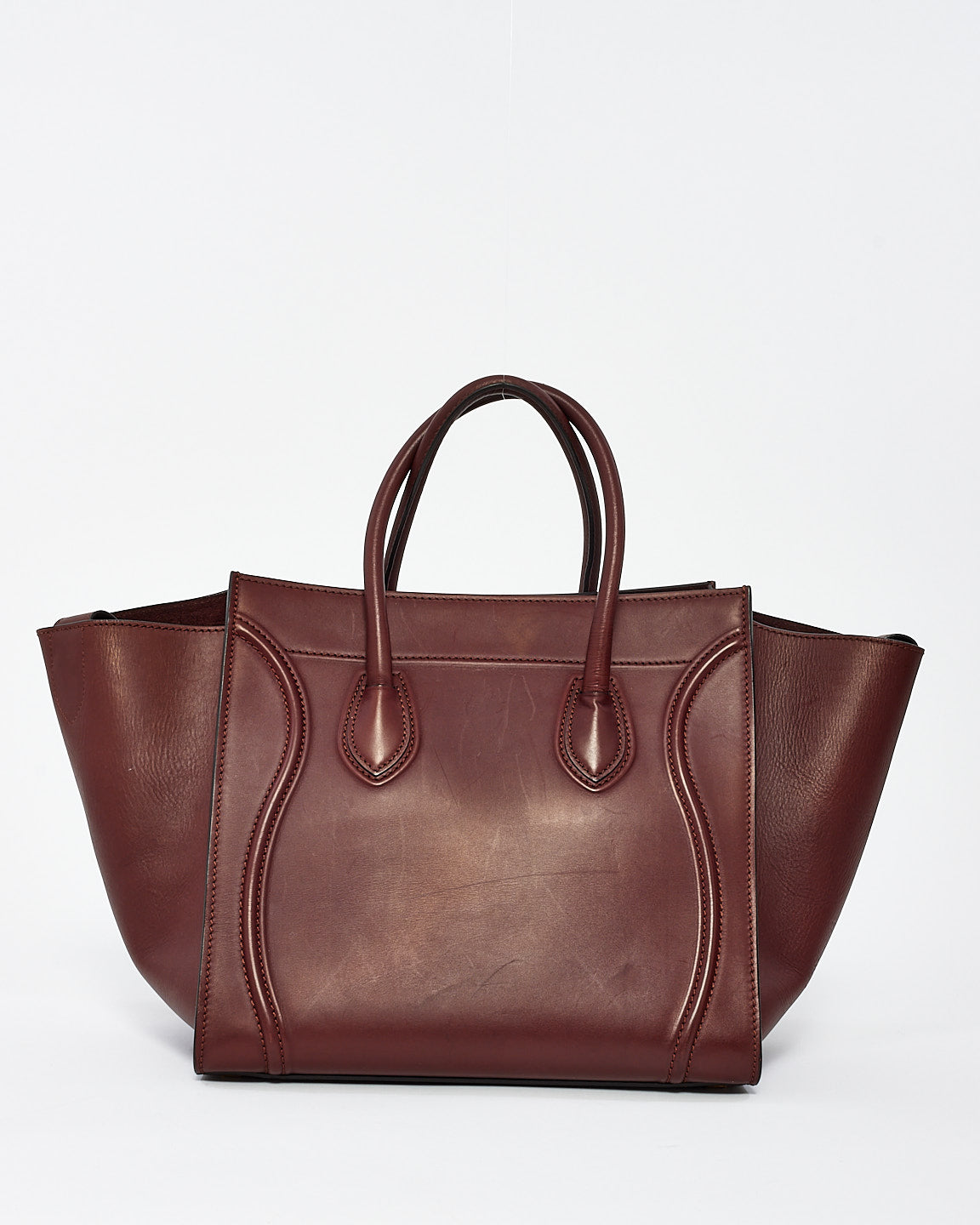 Celine Burgundy Leather Phantom Luggage Medium Tote Bag