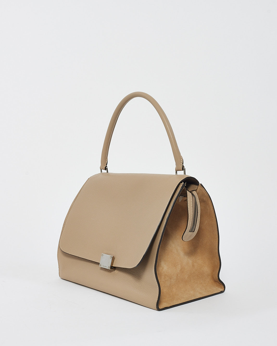 Celine Beige Leather & Suede Medium Trapeze Bag