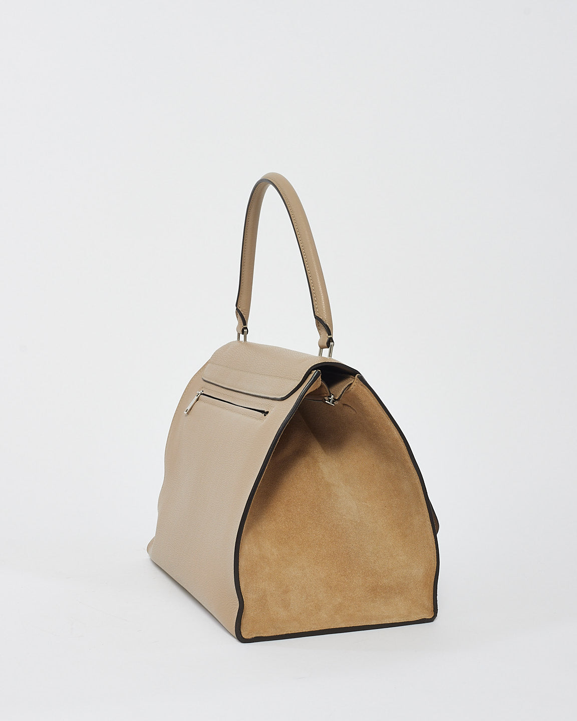 Celine Beige Leather & Suede Medium Trapeze Bag