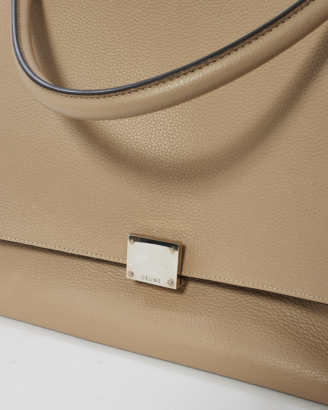 Celine Beige Leather & Suede Medium Trapeze Bag