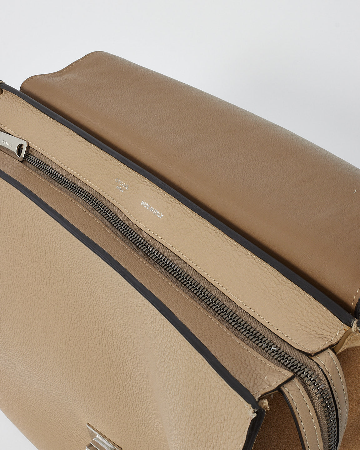 Celine Beige Leather & Suede Medium Trapeze Bag