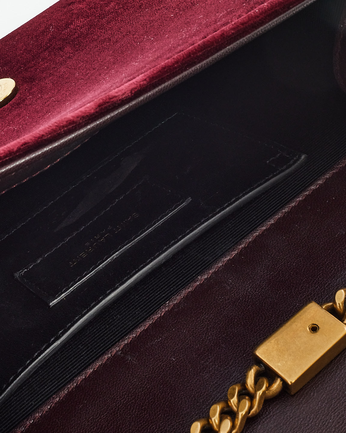 Saint Laurent Burgundy Velvet Small Kate Tassel Chain Shoulder Bag