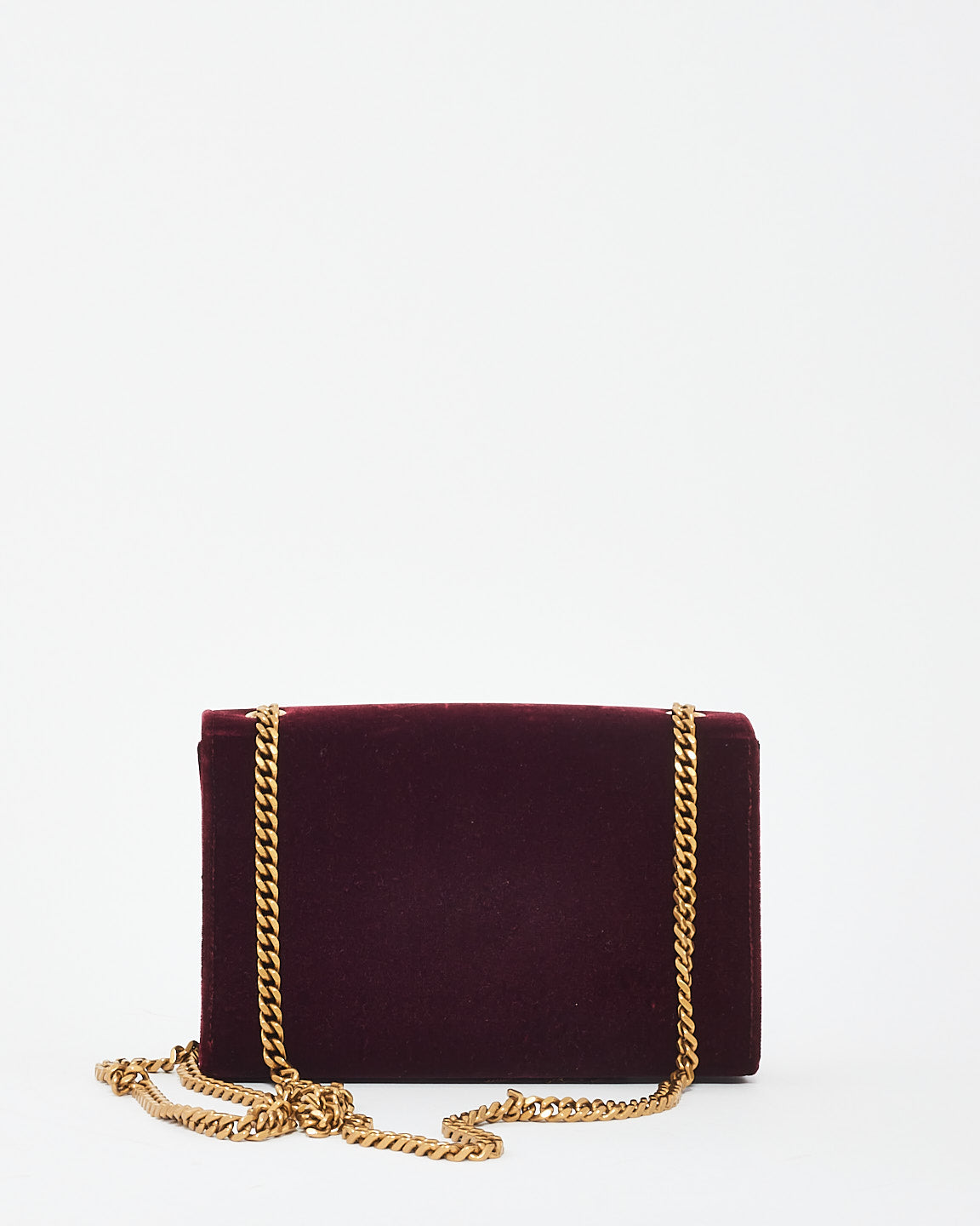 Saint Laurent Burgundy Velvet Small Kate Tassel Chain Shoulder Bag