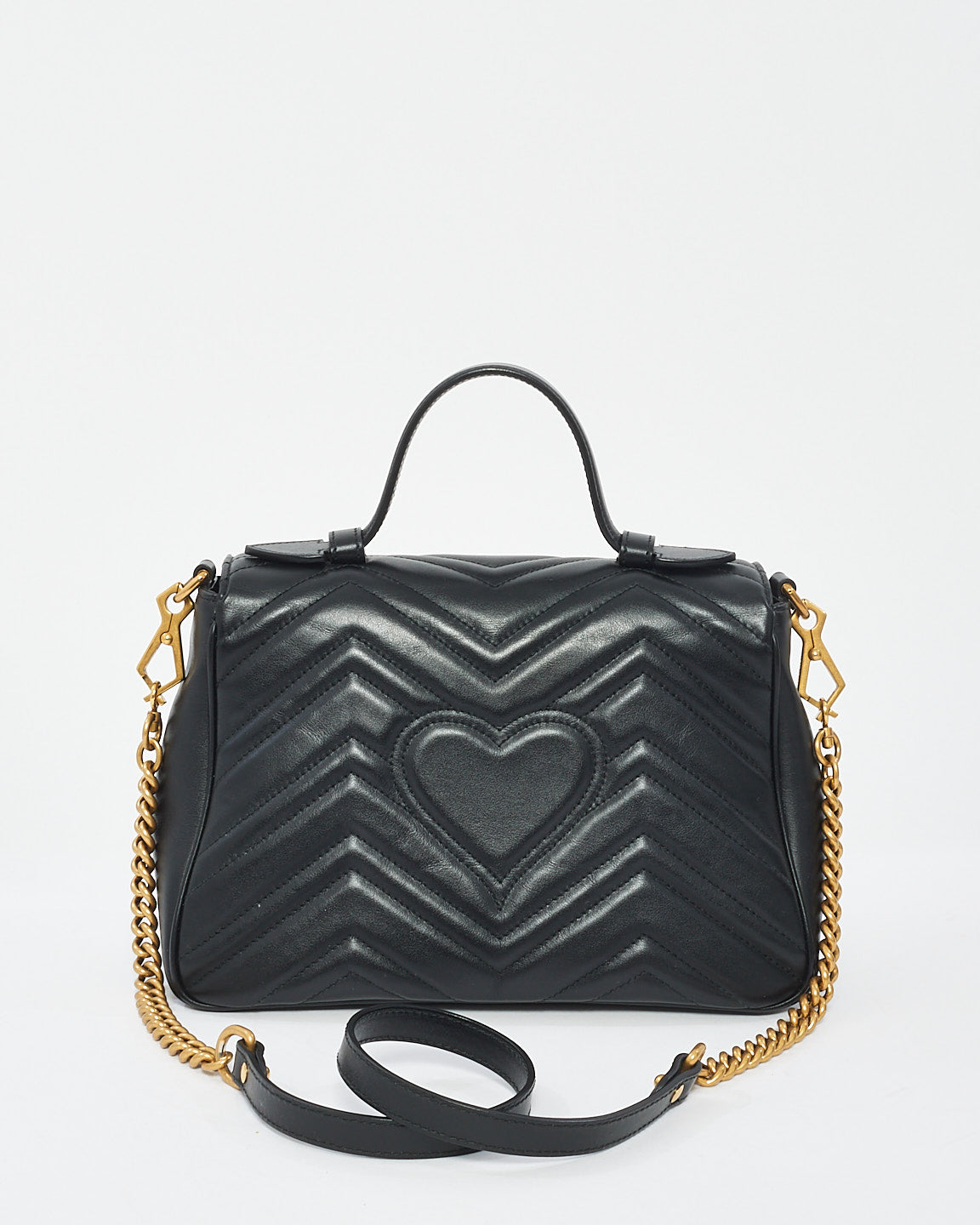 Petit sac à poignée supérieure GG Marmont en cuir matelssé noir Gucci