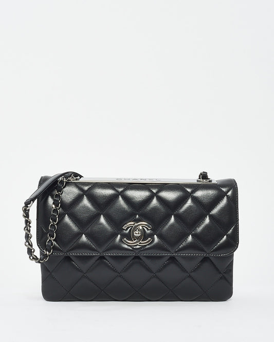 Chanel Black Quilted Lambskin Leather Trendy CC Flap Shoulder Bag