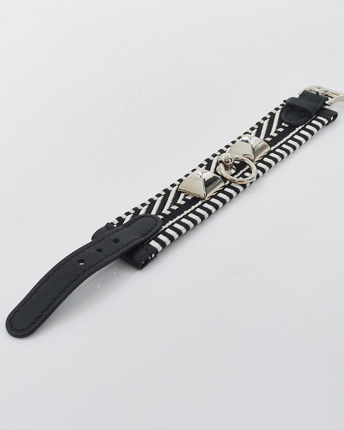 Hermès Black & White Canvas Rivale Cavale CDC Bracelet