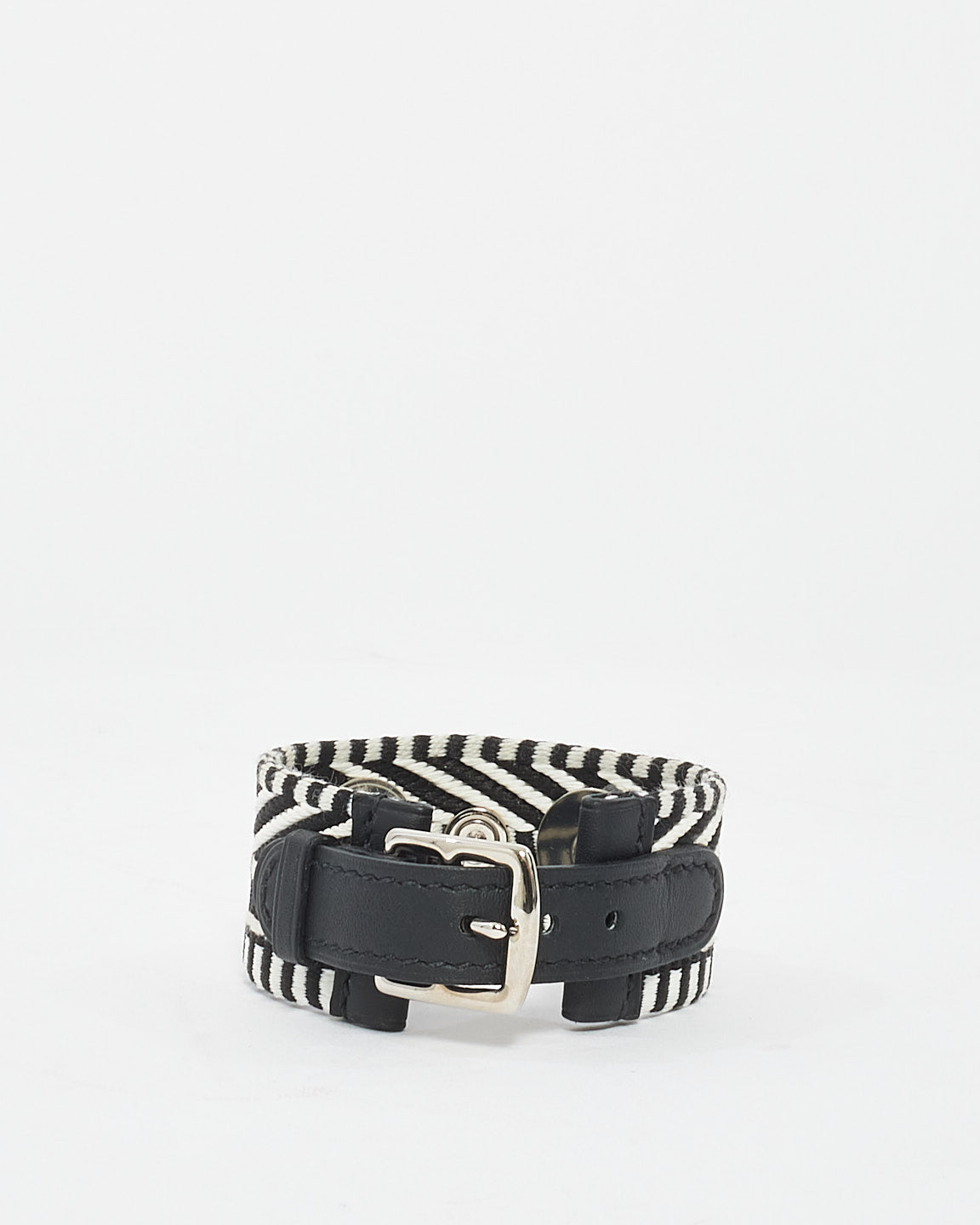 Hermès Black & White Canvas Rivale Cavale CDC Bracelet