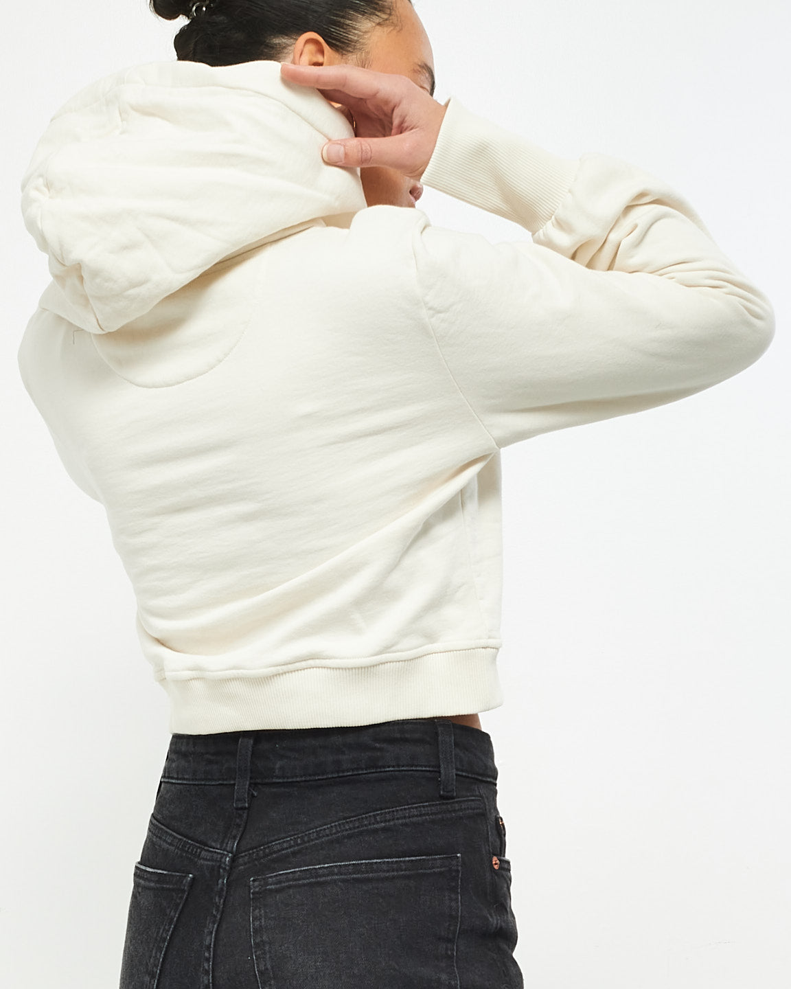 Fendi White Logo Cropped Hoodie Sweatshirt - S