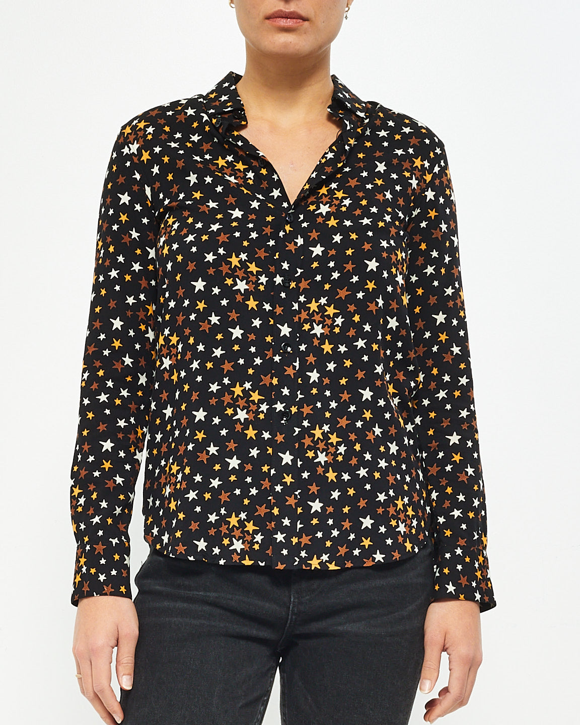 Saint Laurent Black Stars Silk Blouse - 34