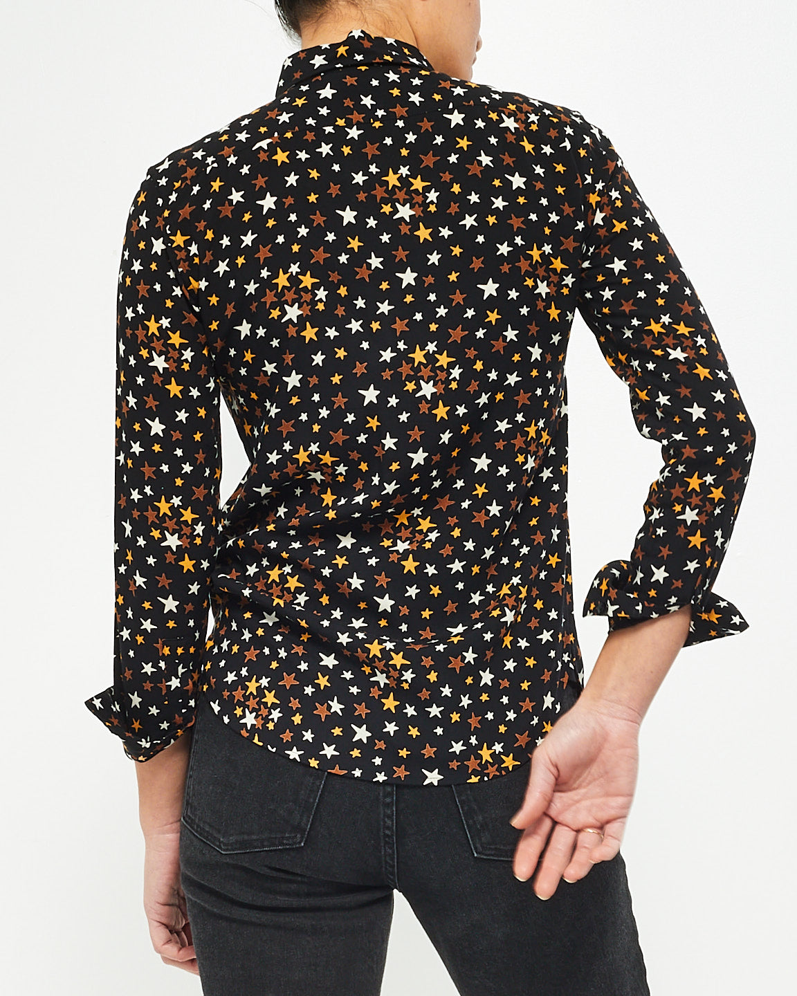 Saint Laurent Black Stars Silk Blouse - 34