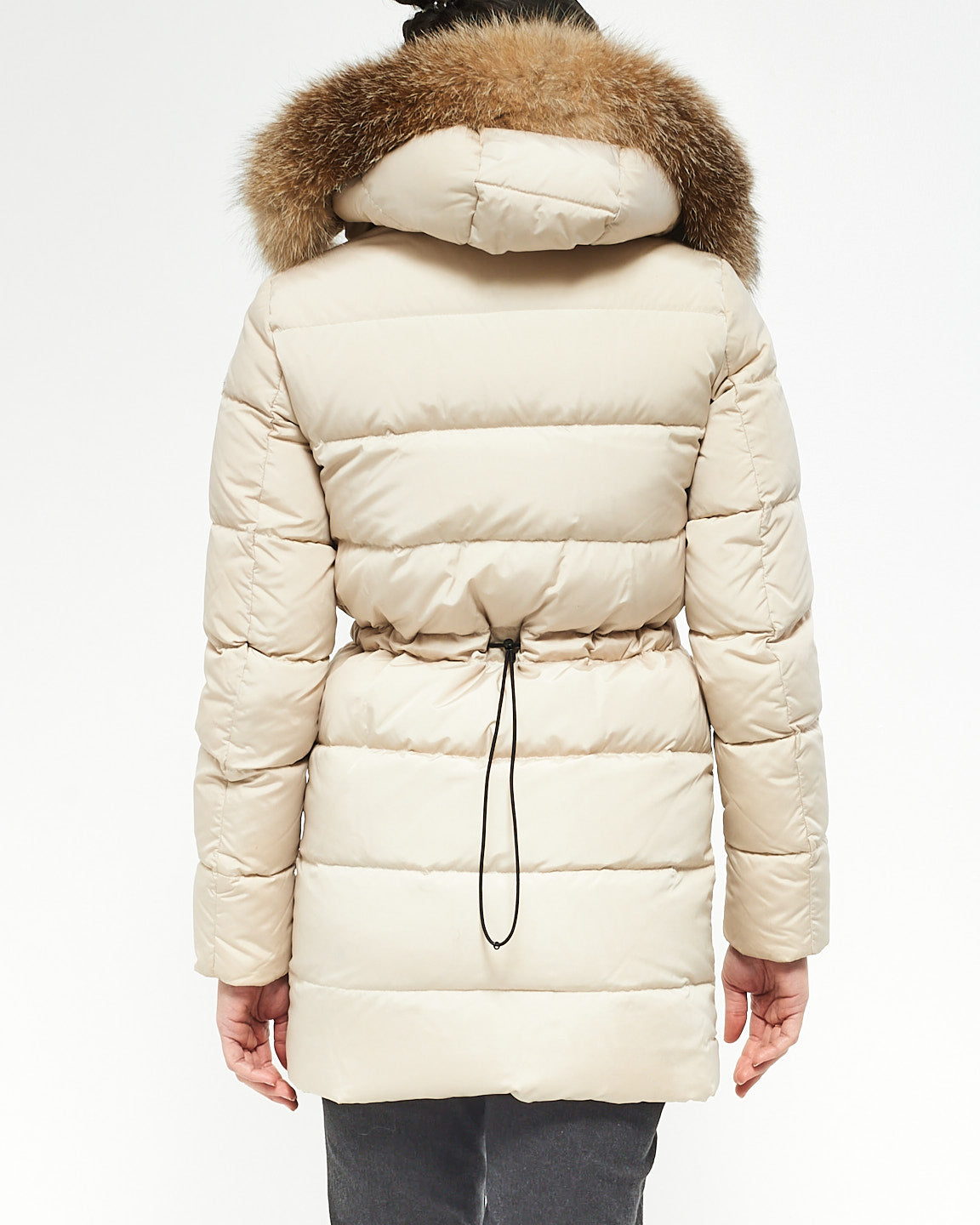 Moncler Beige Mid Length Down Puffer with Fur - 0