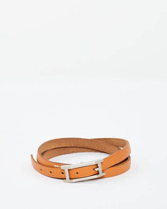 Hermès Brown Leather Behapi Triple Tour Wrap Bracelet