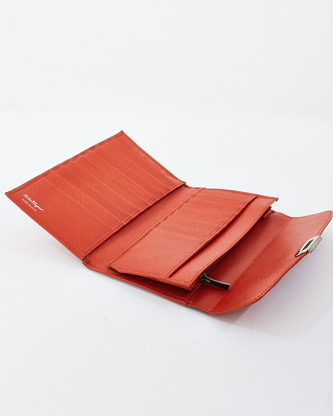 Portefeuille long en cuir rouge Salvatore Ferragamo