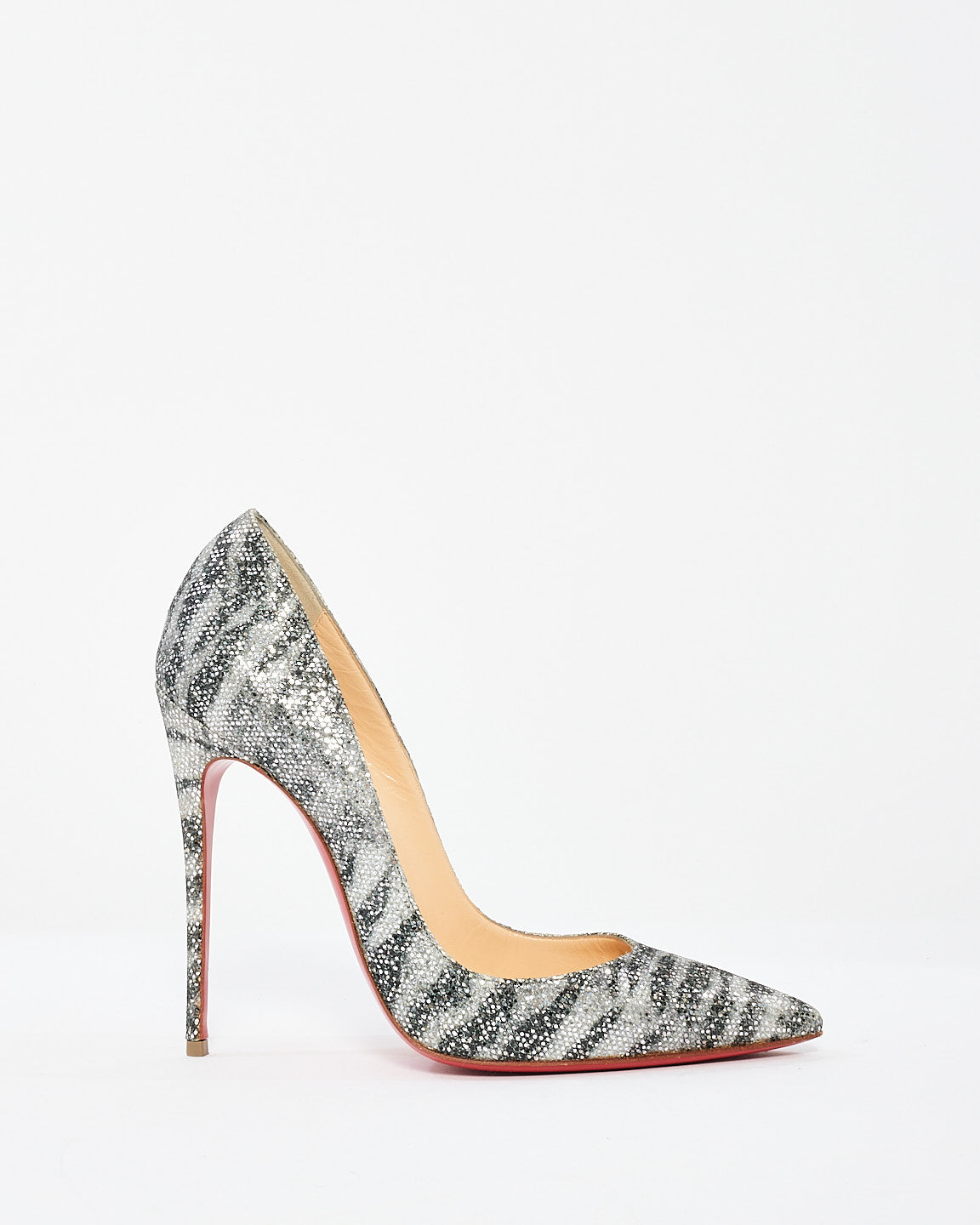 Christian Louboutin Escarpins à imprimé animal scintillant noir/argenté - 37