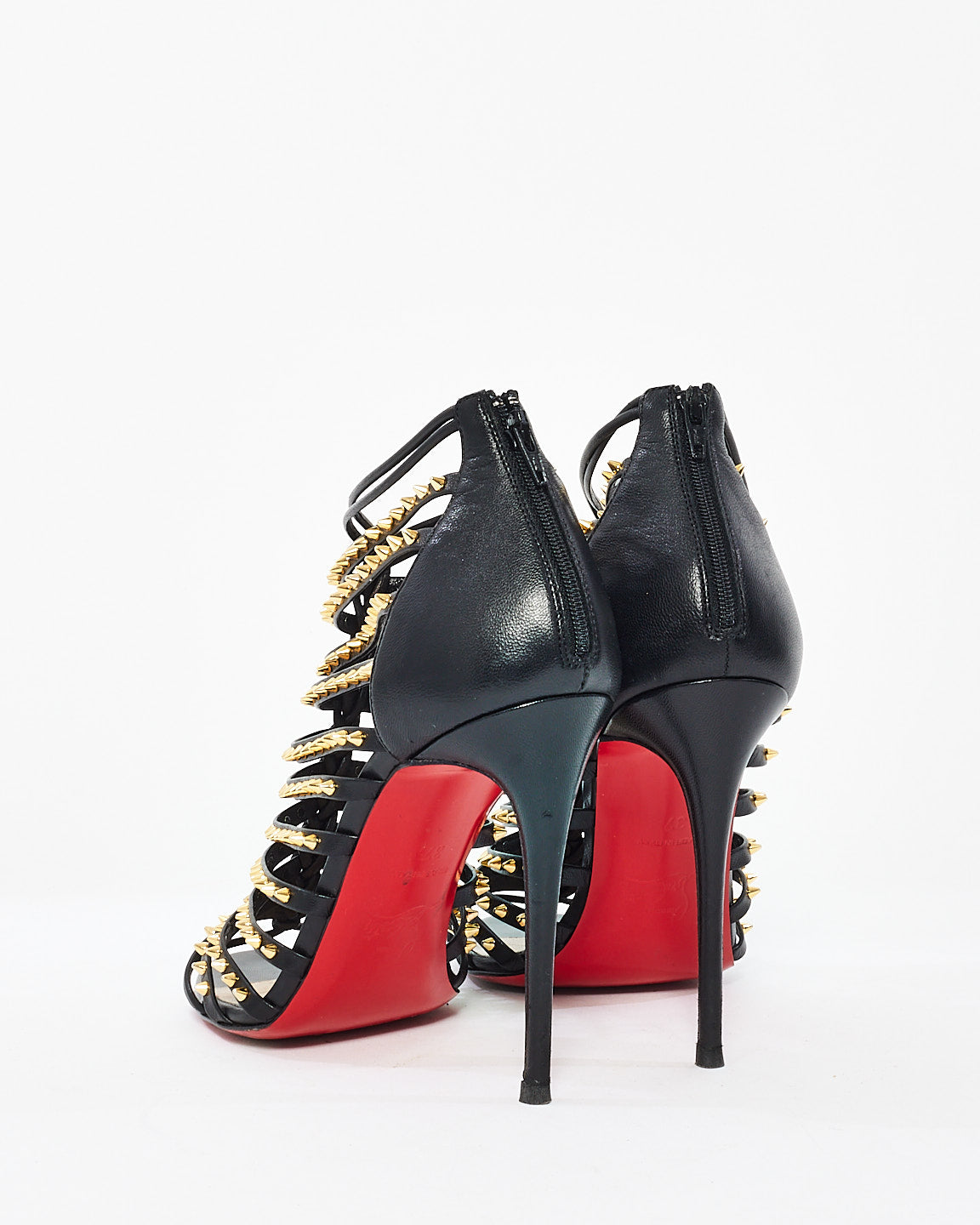 Christian Louboutin Sandales cage Millaclou 100 mm en cuir clouté noir - 37