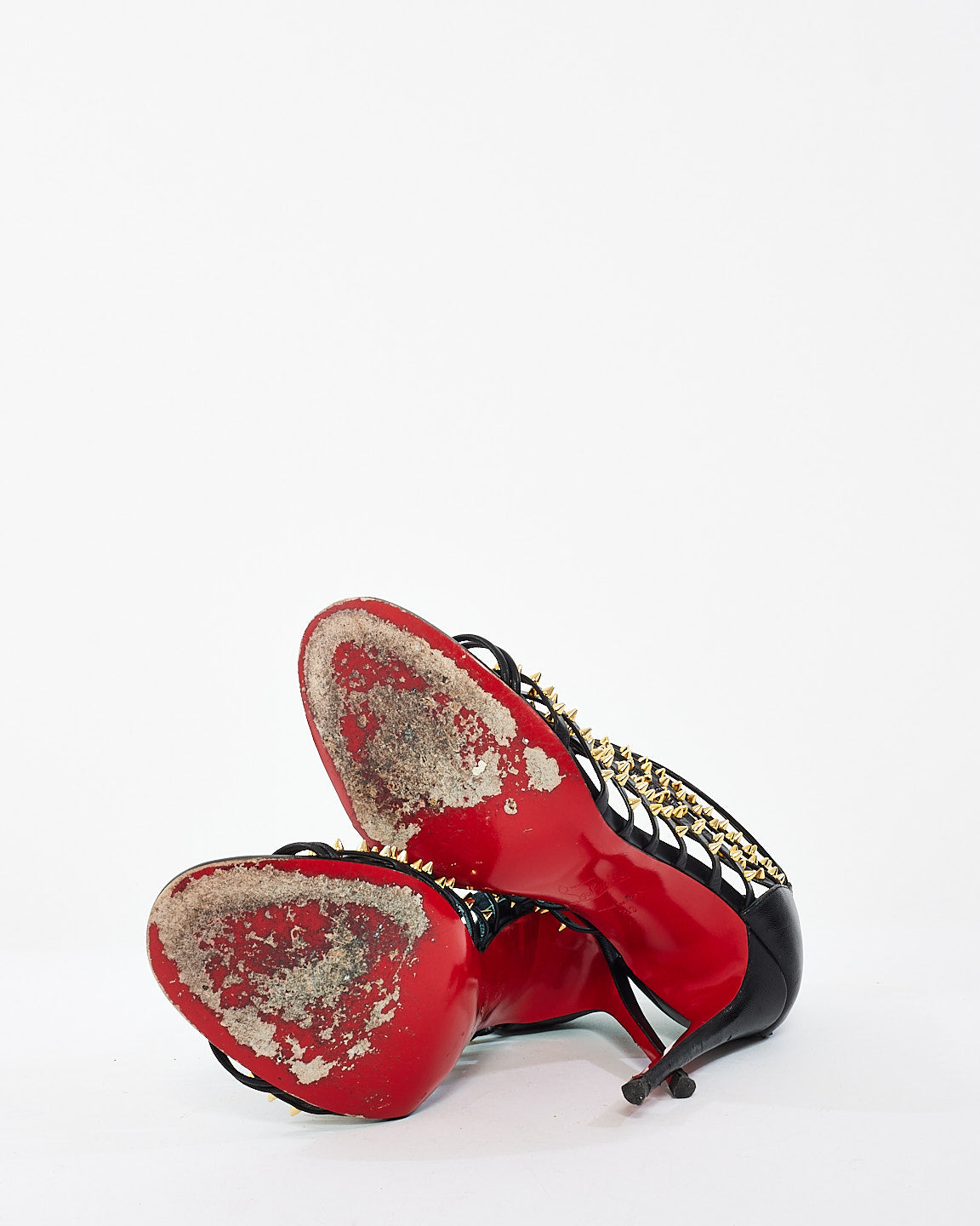 Christian Louboutin Sandales cage Millaclou 100 mm en cuir clouté noir - 37