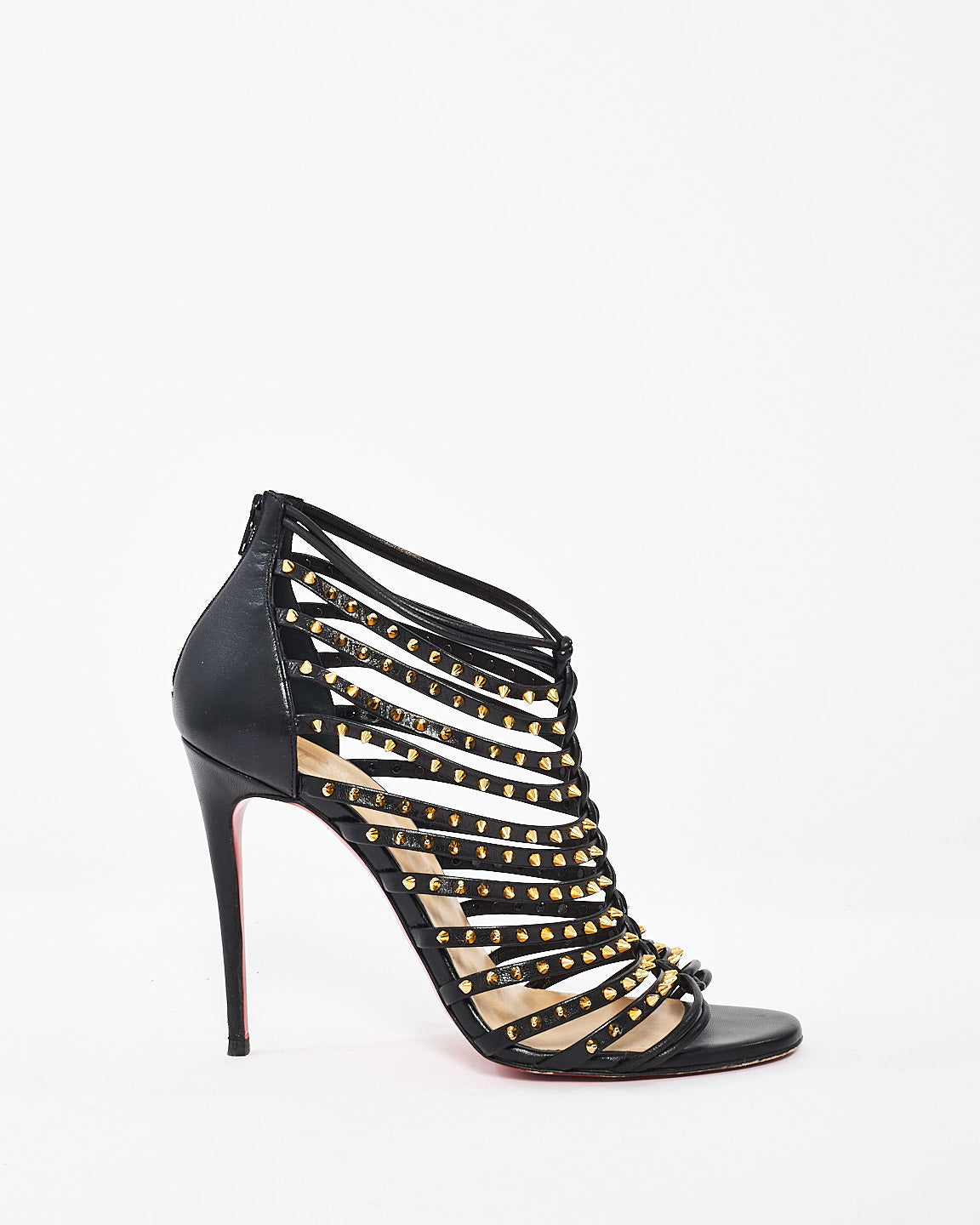 Christian Louboutin Sandales cage Millaclou 100 mm en cuir clouté noir - 37