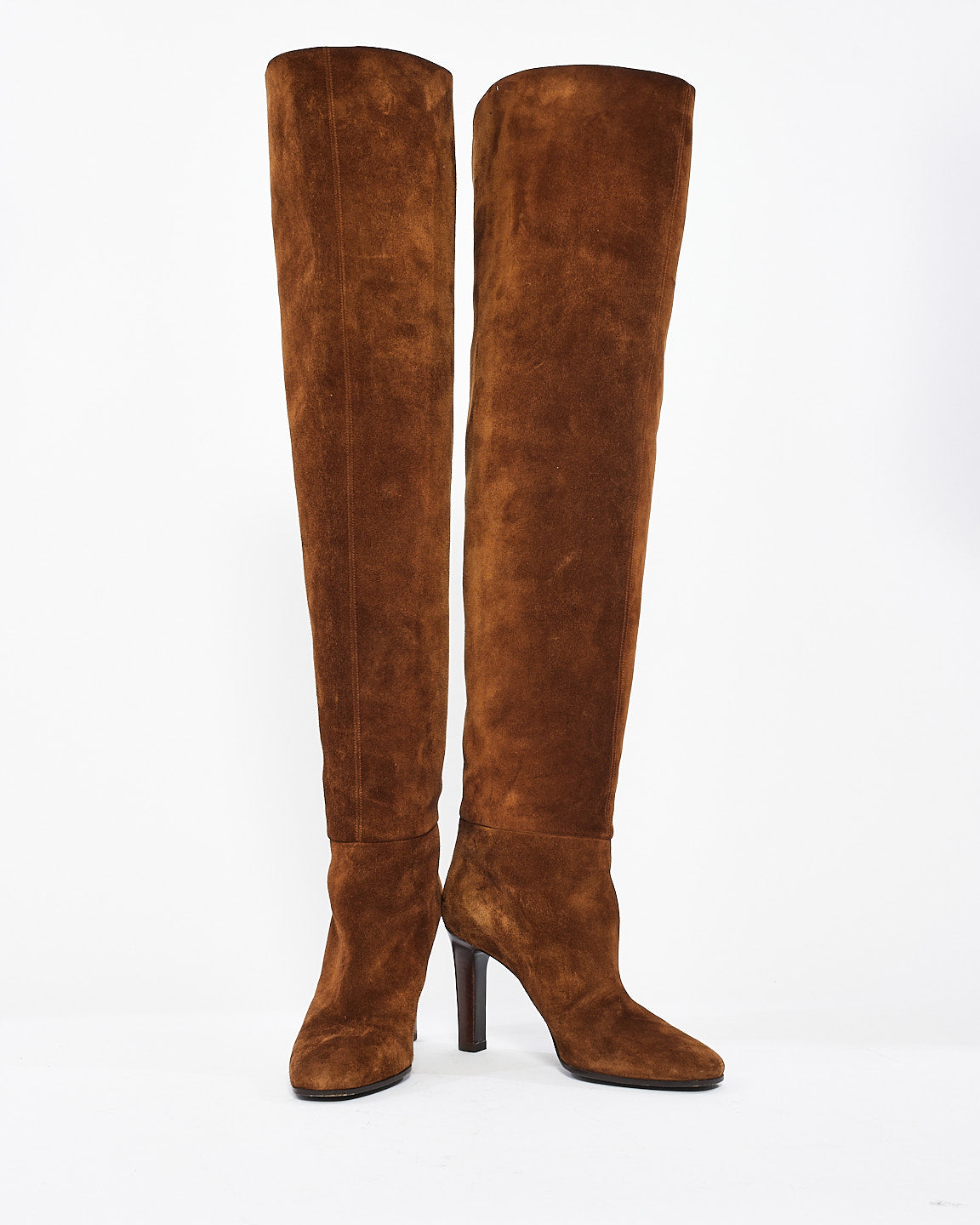 Saint Laurent Tan Suede Over-the-Knee Boots - 37