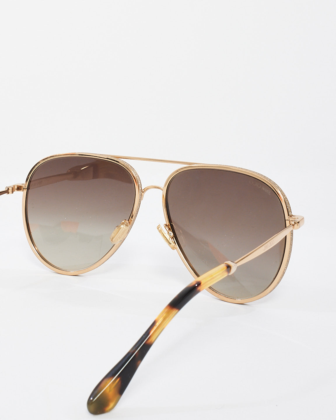 Jimmy Choo Gold Metal Brown Lense Aviator Sunglasses
