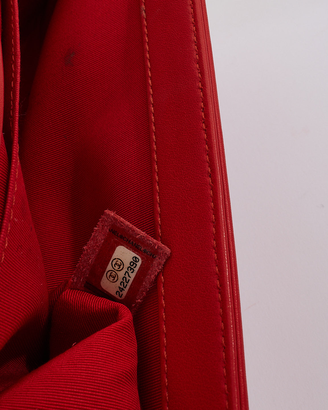 Chanel Red Lambskin Leather Old Medium Boy Bag