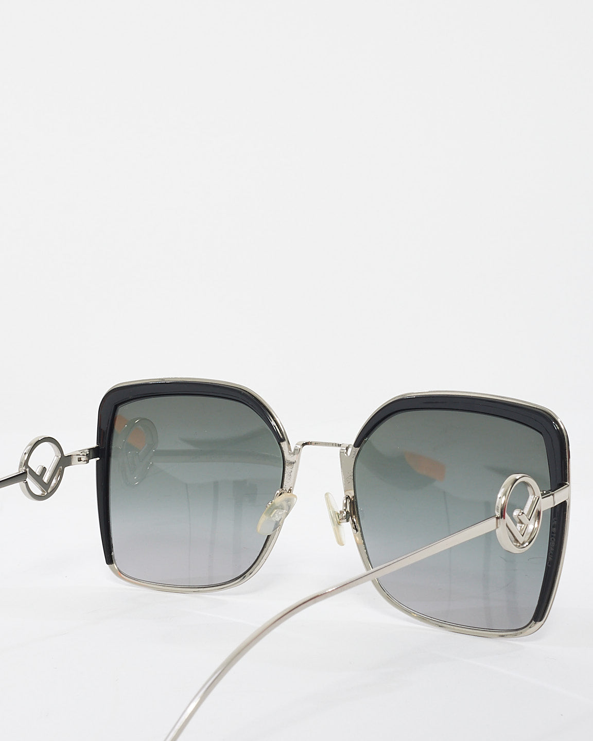 Fendi Black & Silver Metal Square Frame Sunglasses FF0294