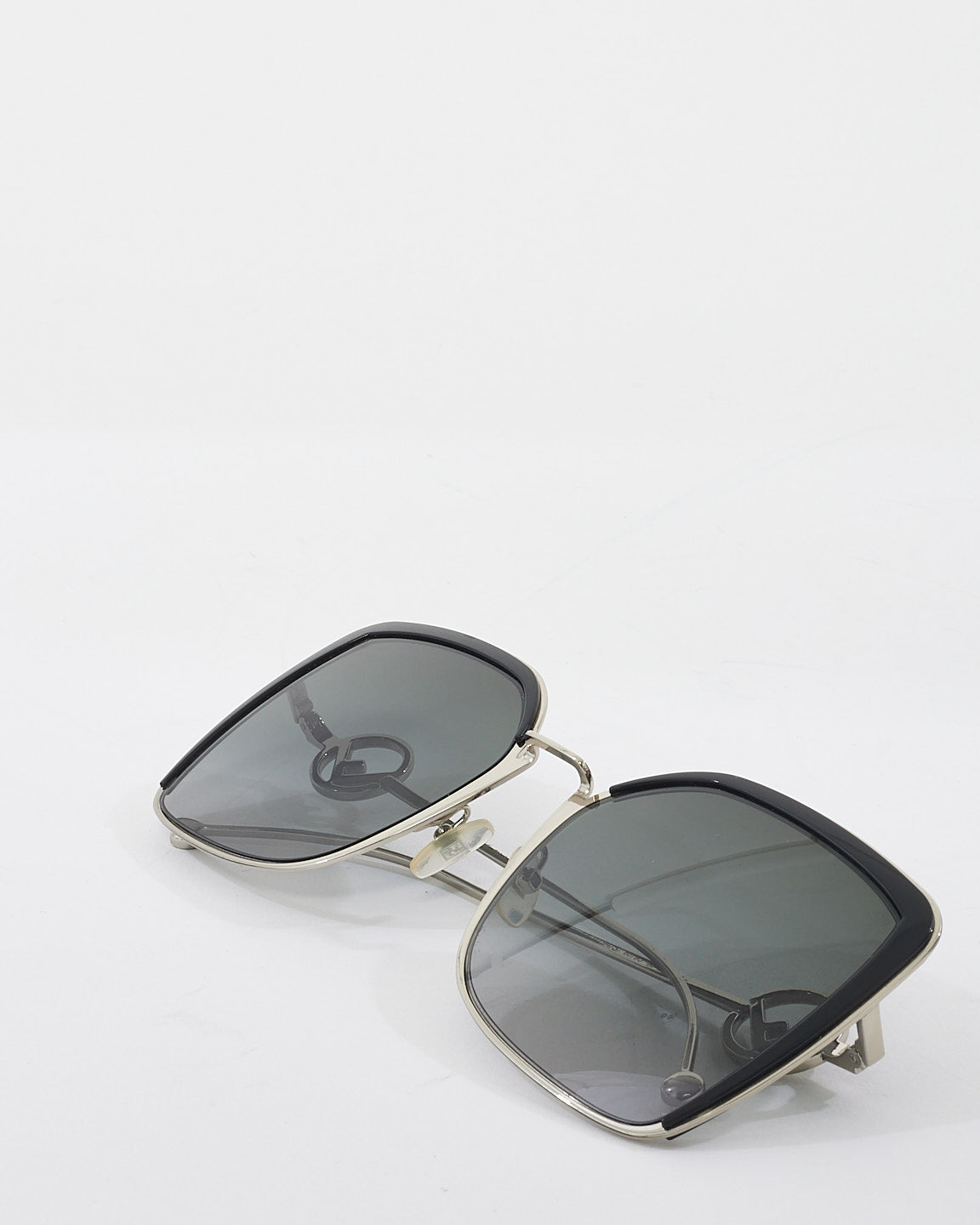 Fendi Black & Silver Metal Square Frame Sunglasses FF0294