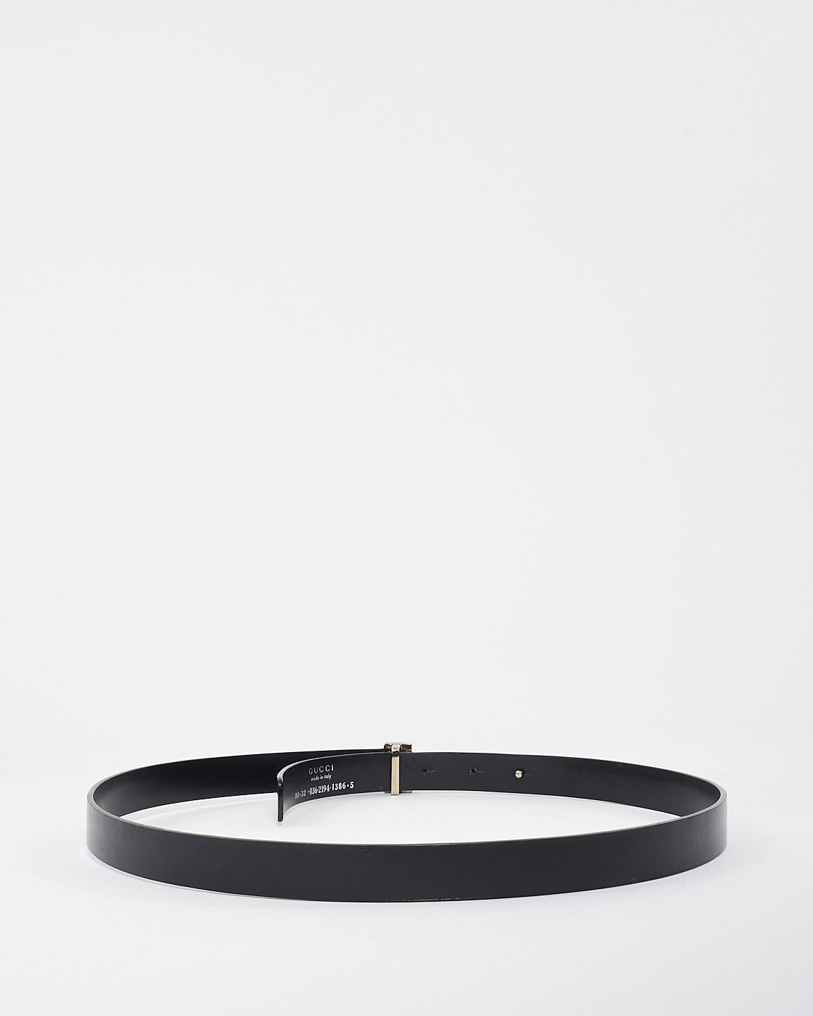 Gucci Black Leather Thin Belt with Silver Buckle - 80/32