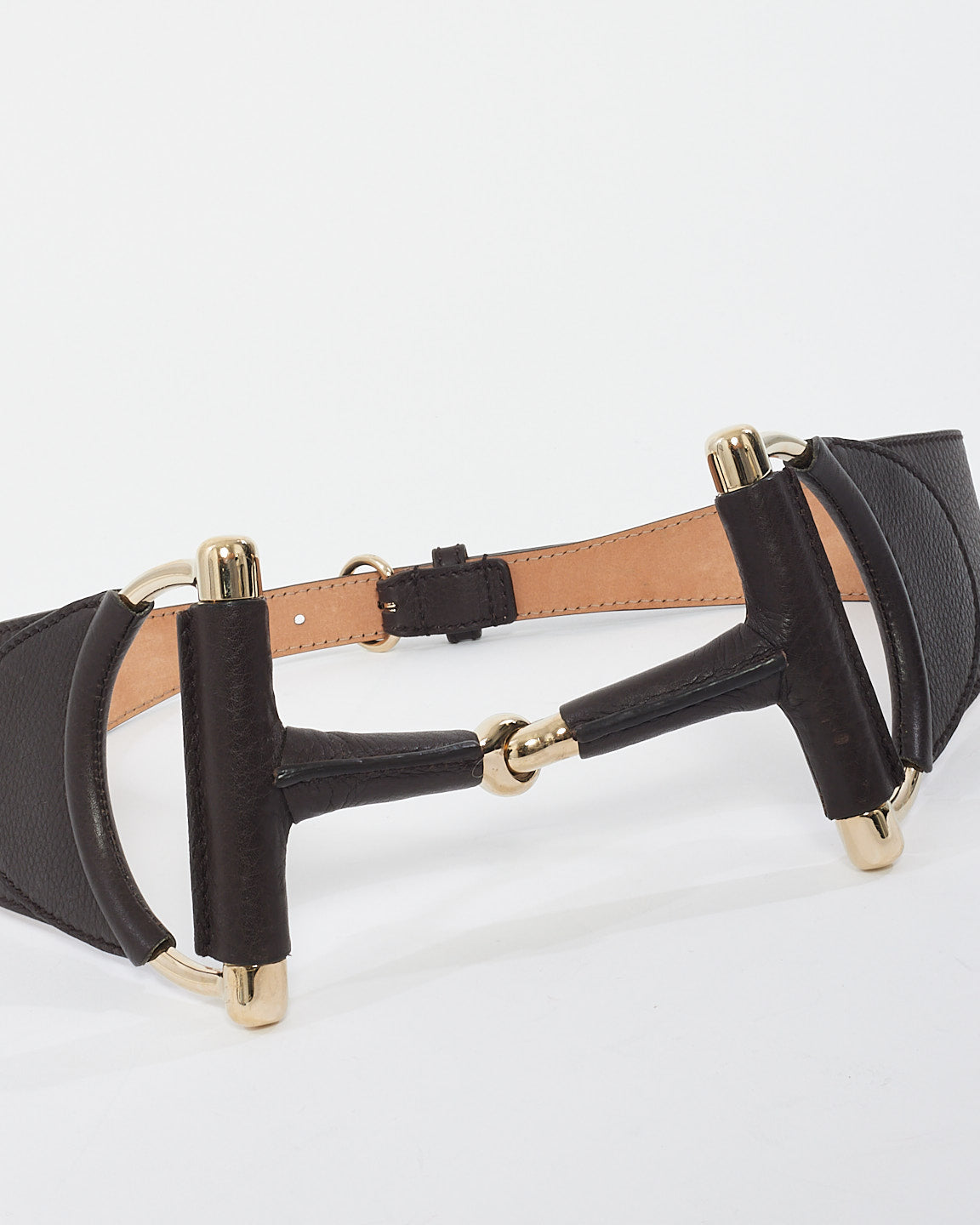 Gucci Brown Leather Horsebit Waist Belt - 85/34