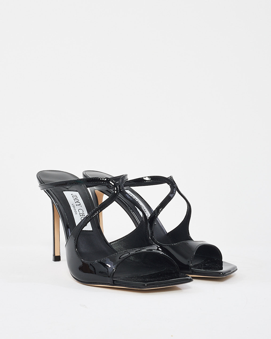 Jimmy Choo Black Patent Leather Anise Mules - 38.5