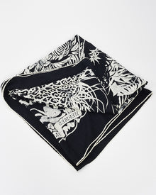  Hermès Black & White Cashmere & Silk Jungle Love Scarf - 140