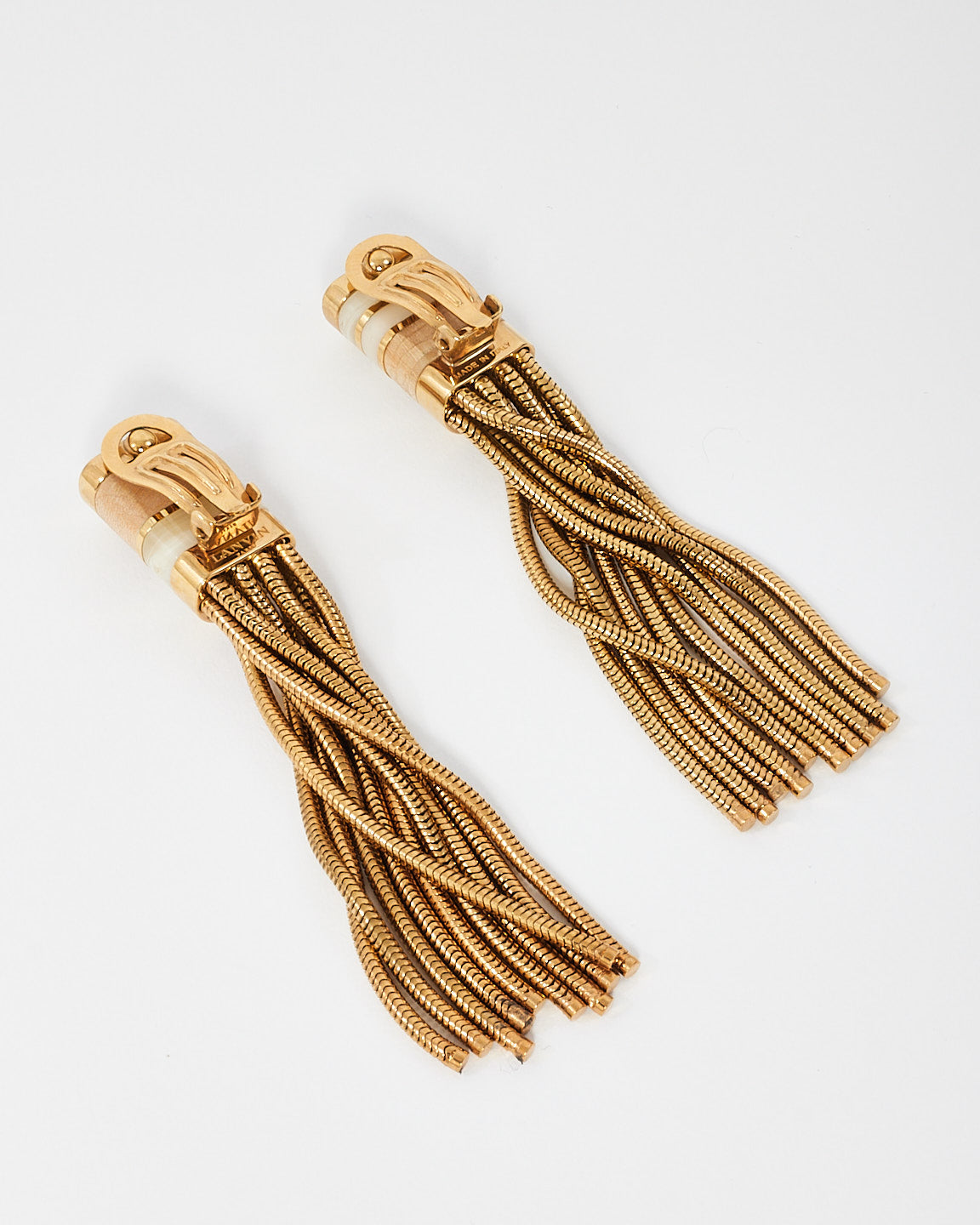 Boucles d'oreilles clips à pampilles en métal doré Lanvin