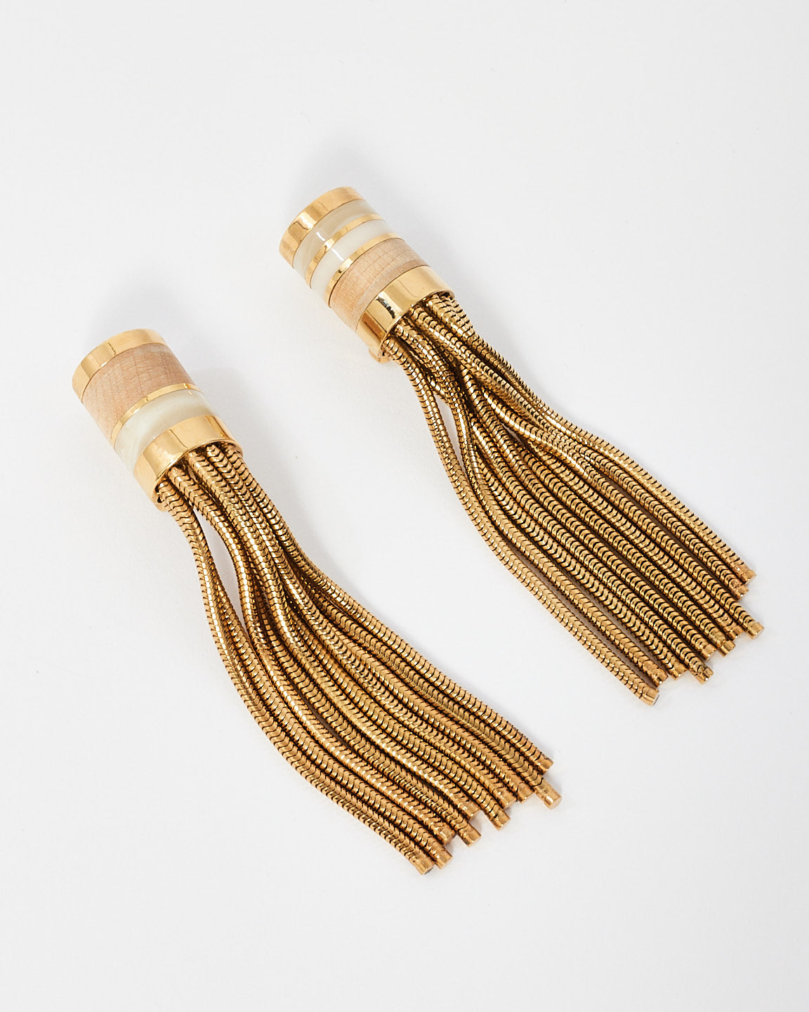 Boucles d'oreilles clips à pampilles en métal doré Lanvin