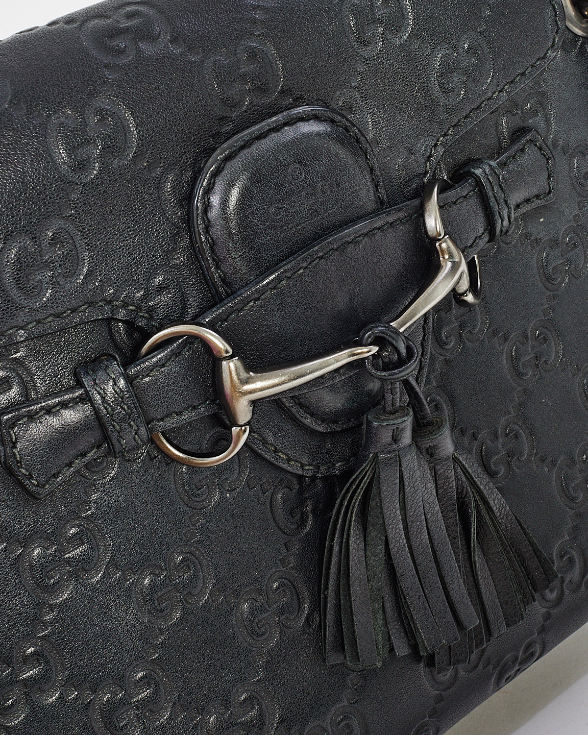 Gucci Black GG Guccissima Leather Small Emily Chain Shoulder Bag