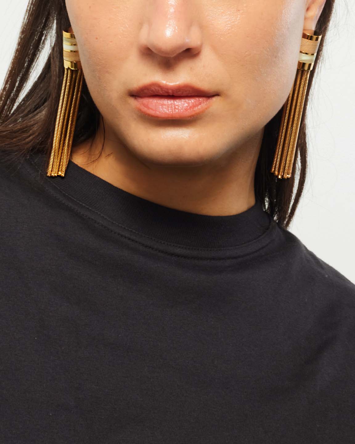 Lanvin Gold Metal Tassel Clip On Earrings