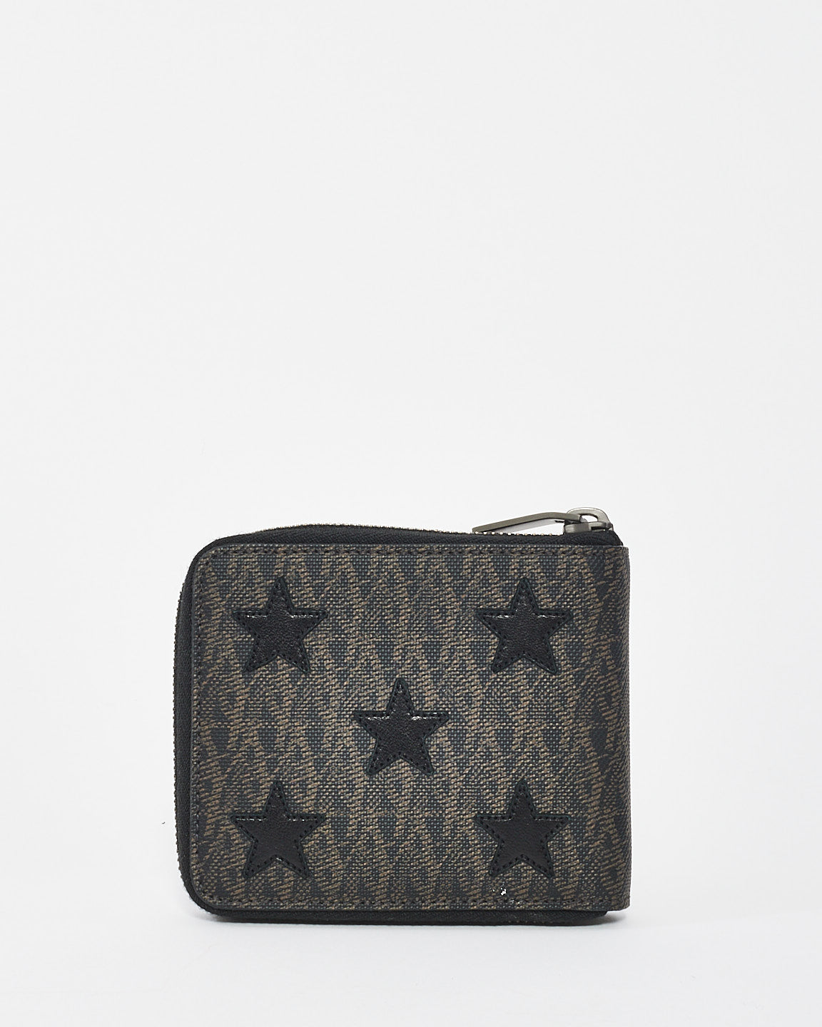 Saint Laurent Black & Brown Coated Canvas Rider California Star Compact Wallet