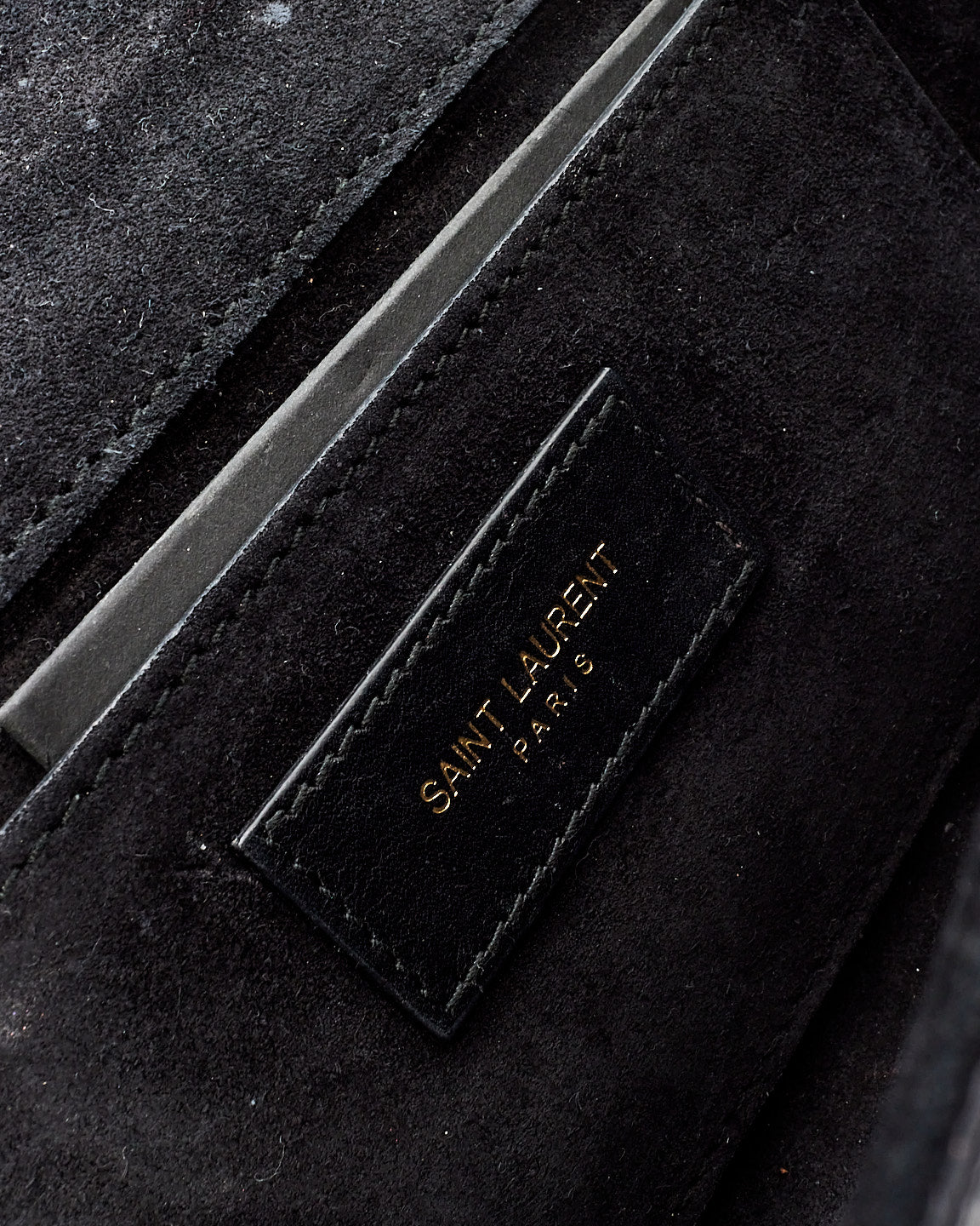 Saint Laurent Black Grained Leather Lutetia Flap Clutch