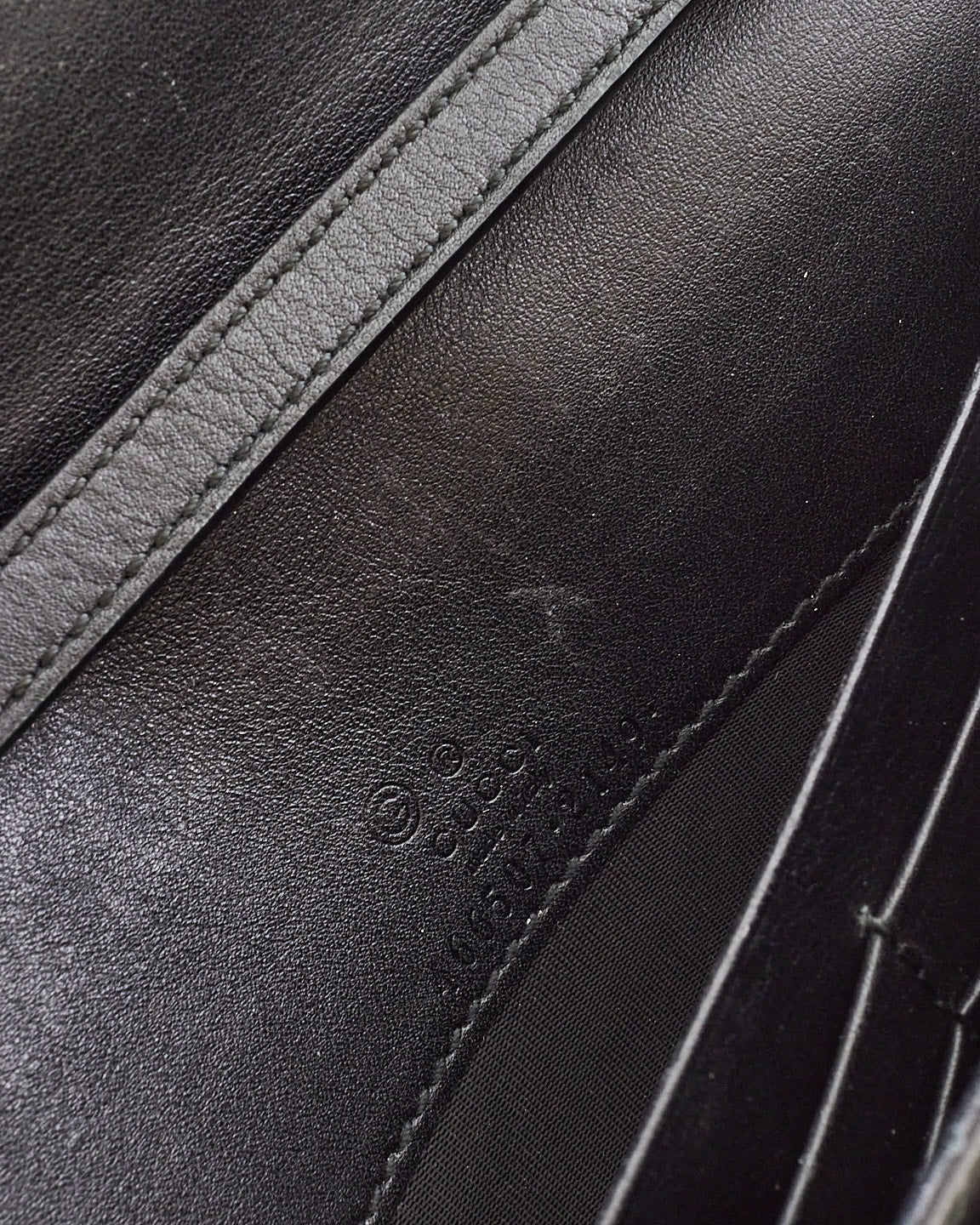 Gucci Black Monogram Guccissima Leather Wallet On Strap