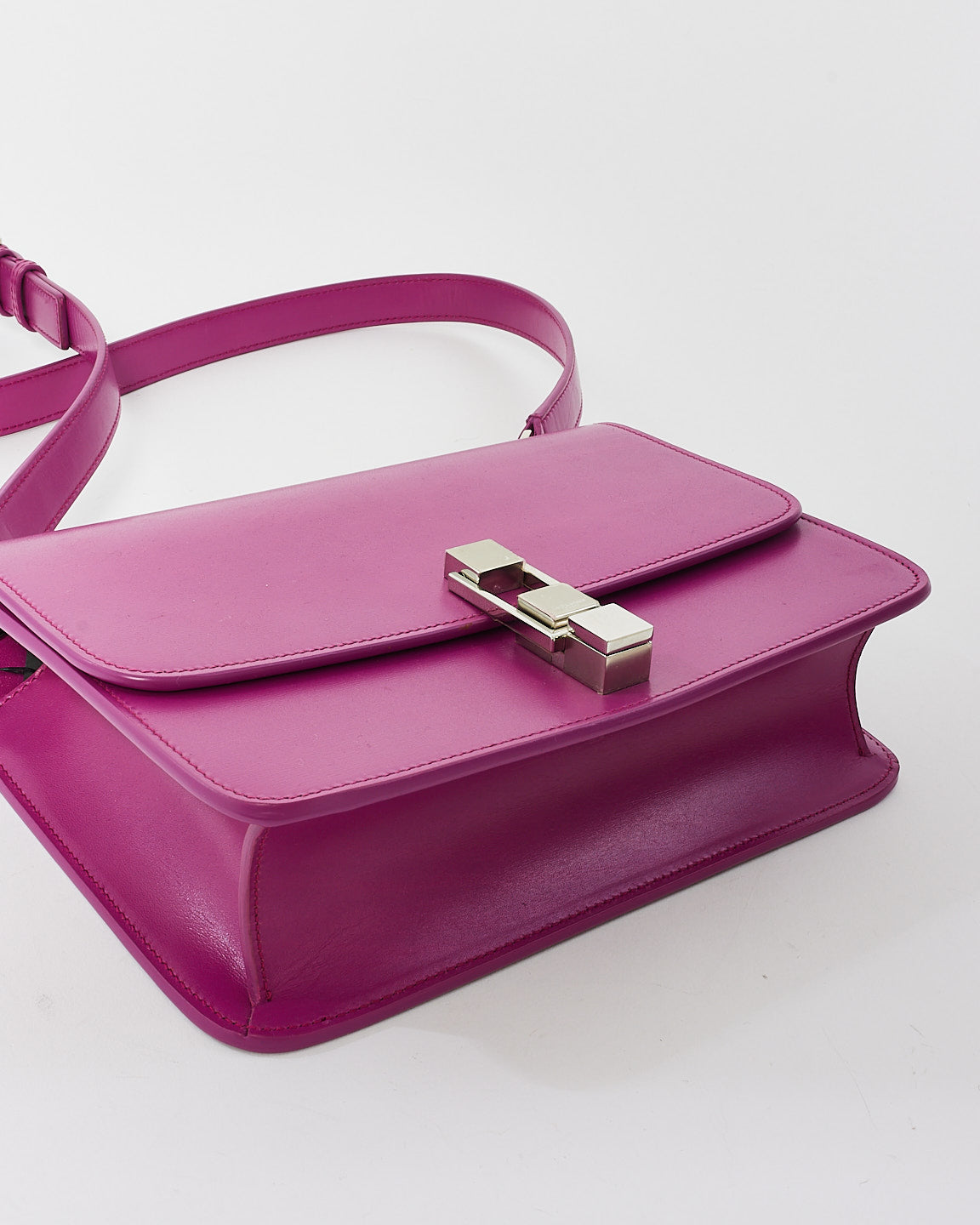 Saint Laurent Fuchsia Pink Smooth Box Leather Le Carre Bag