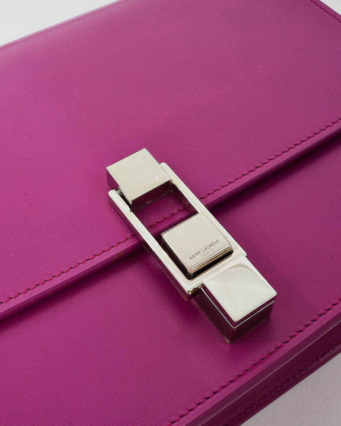 Saint Laurent Fuchsia Pink Smooth Box Leather Le Carre Bag