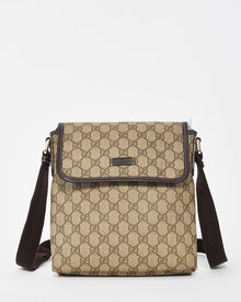  Gucci Brown Monogram GG Supreme Coated Canvas Flap Messenger Bag