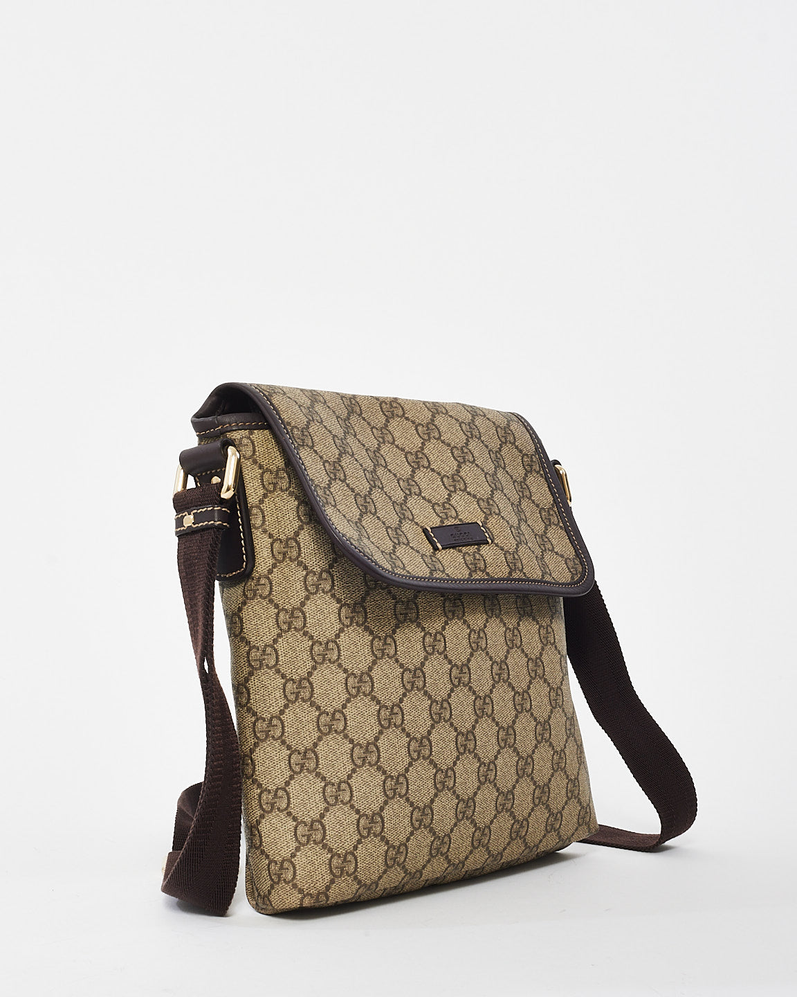 Sac messager à rabat en toile enduite suprême monogramme GG marron Gucci