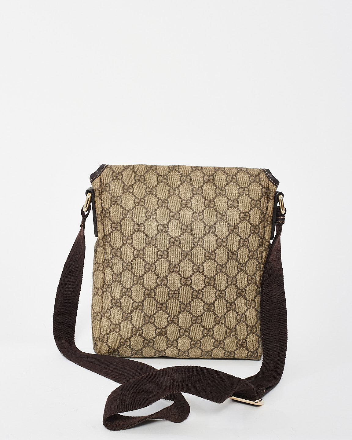 Sac messager à rabat en toile enduite suprême monogramme GG marron Gucci