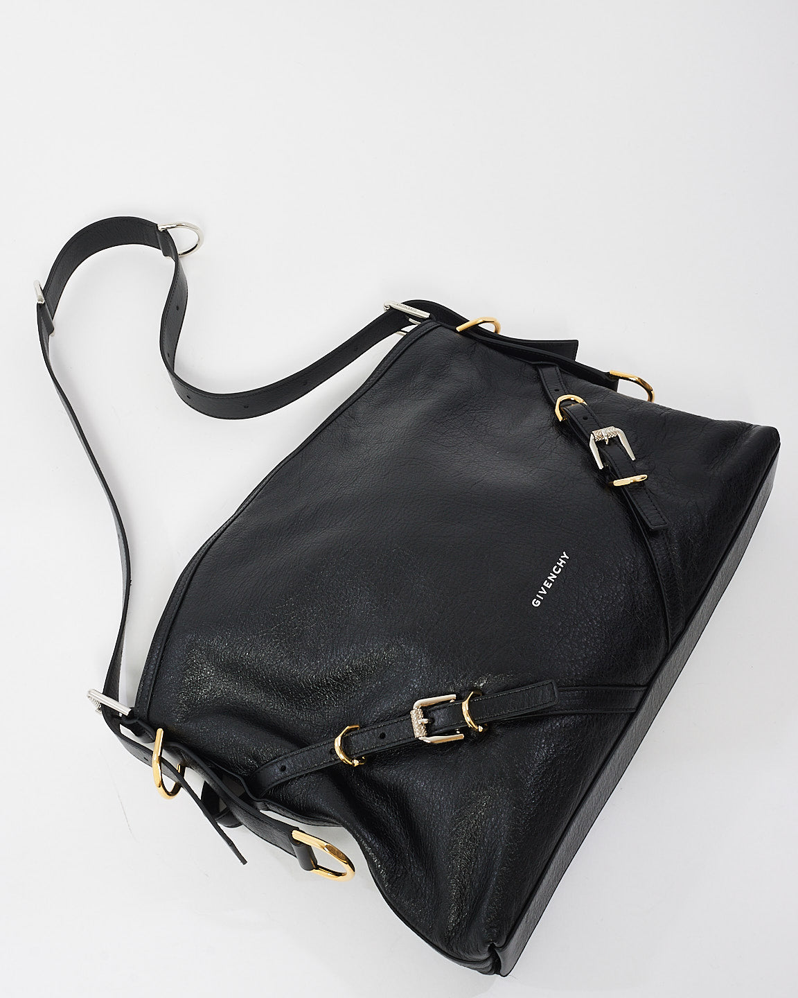 Givenchy Black Leather Voyou Medium Shoulder Bag
